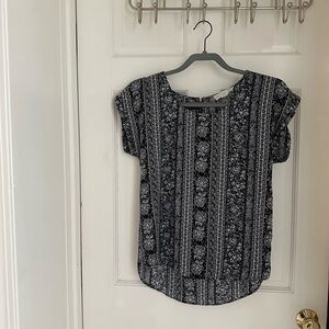 Floral Black and White Women's Top